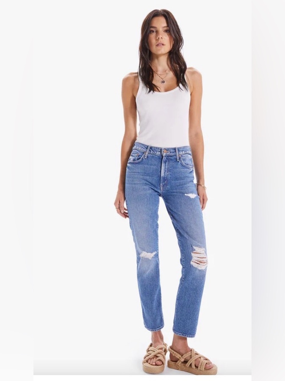 MOTHER The Insider Ankle Bloom And Doom Distressed Bootcut Jeans‎ Size 29